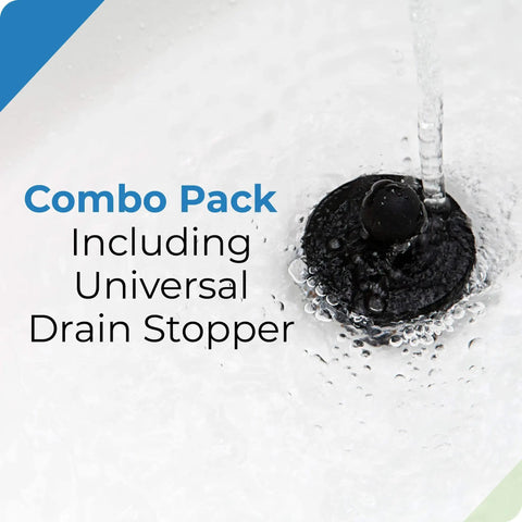 Kick Clogged Tubs To The Curb With This Game Changing Hair Catcher Combo Pack Features A Silicone Stopper Fits Any Standard Bathtub Measuring 1.4 To 1.8 Inches Wide Keeps Your Pipes Running Smooth As Silk. Black universal drain stopper in water.