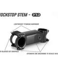 ShockStop PRO Suspension Stem for Bikes, blacked out graphics, titanium hardware, CNC machined, 90mm length, 6° angle.