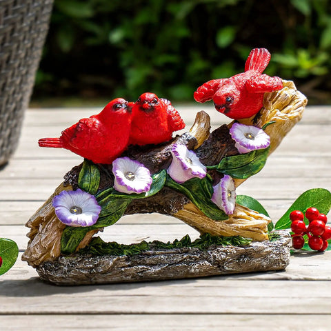 Cardinal Garden Statue With Solar Lights Outdoor Memorial Figurine Waterproof LED Cardinal Light Garden Decor