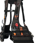 Heavy Duty Carpenter Tool Vest With Thick Top Grain Buffalo Leather And Twenty Ounce Waxed Canvas, showing tools in pockets.