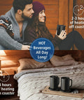 Couple enjoying Premium Self Heating Rechargeable Coffee Mug With Precise Temperature Control And A Leak Proof Lid on a cozy bed.