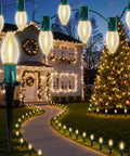 Outdoor Christmas Pathway Lights 26 Ft Connectable C9 LED String Lights Waterproof With 20 LEDs And Stakes For Walkway Driveway Warm White Weatherproof Outdoor Decor For Front Porch Walkways And Garden Paths