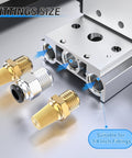 Pneumatic 200M Two Position Manifold Base For 4V210 4V220 4V230 Solenoid Valves One Quarter Inch Aluminum Block with fittings.