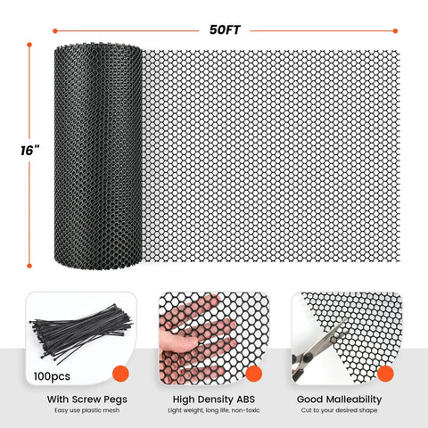 16 Inch By 50 Foot Plastic Chicken Wire Mesh For Floral Arrangements And Crafts With 100 Zip Ties DIY Friendly Garden Netting