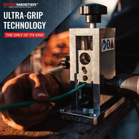 Drill Powered Wire Stripper For Copper Wire Up To Three Quarters Of An Inch Jam Free Performance Safe Handheld Tool in use