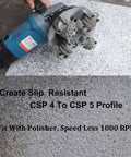 Worker using 6 Inch Coating Removal Bush Hammer Tool For Angle Grinder Anti Slip Concrete Stone Texturing Pro Grade Patch Repair