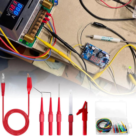 31 Piece Back Probe Kit With Banana Plug To Copper Alligator Clip Test Leads Insulation Piercing Probes And Nickel Plated Clips Automotive Diagnostic Wires Set for car repair and testing