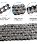 #35 roller chain, 10 ft (320 links), 40Mn high-carbon steel; includes chain breaker and 5 connecting links
