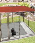 20x20 Foot Shade Cloth With Grommets Sun Shade Sail Rectangle For Deck Carport Backyard And Pergola Coverings UV Blocker HDPE 180 GSM Fade Resistant Easy To Clean Stainless Steel Corner D Rings Red over a dog kennel