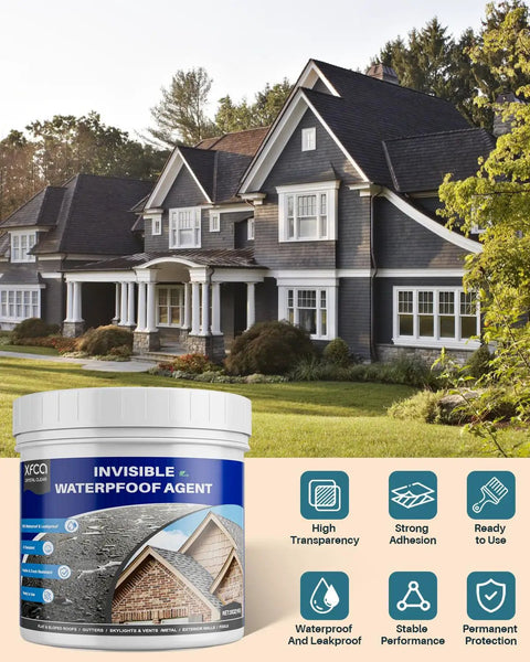 Clear 35Oz Waterproof Sealant Coating For Indoor And Outdoor Use Invisible Water Based Protector shown with house background