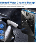 Widened water channel design on Tough as Nails EV Charger Enclosure, preventing rainwater for secure outdoor use.