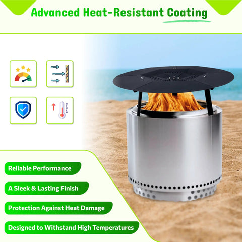 Heat Deflector For Fire Pit Fits Solo Stove Bonfire And Other 19.5 Inch Pits Stainless Steel Shield With Lifting Handle