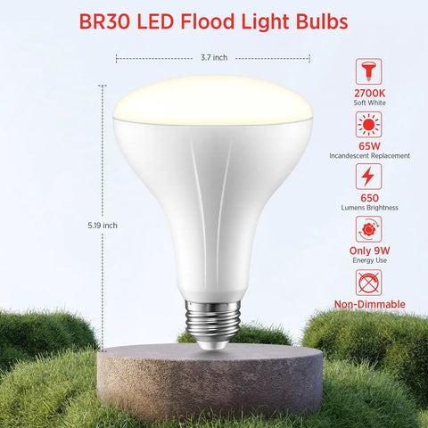 Fresh Br30 Led Bulb Four Pack Brings Straight Up Solid 650 Lumen Glow With Mellow 2700k Soft White Ambiance And Crisp Cri90 Detail In A Non Dimmable Fit Your Living Space Gonna Really Dig, 5.19 inch bulb.
