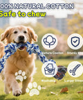 Four Pack Heavy Duty Dog Rope Toys For Aggressive Chewers, Golden Retriever chewing nearly indestructible cotton rope outdoors