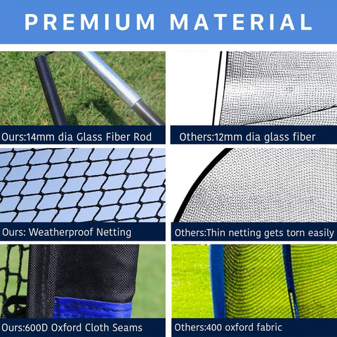 Comparison of materials for 20 Ft Freestanding Batting Cage Backyard Baseball And Softball Practice With Portable Hitting Net