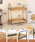 Countertop Coffee Station Organizer With Two Tier Wood Shelves For All Your Coffee Bar Gear And Condiment Storage In Brown Finish