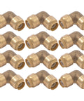 Brass Push To Connect One Half Inch 90 Degree Elbow Fitting For PEX Copper CPVC PE RT HDPE Plumbing Works In Tight Spaces Pack Of Twelve