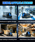 Heavy Duty 4400 Lb Motorized Electric Pallet Jack Truck With Quick Swap Battery, Fast Charge, And Compact Turning Radius in a warehouse.