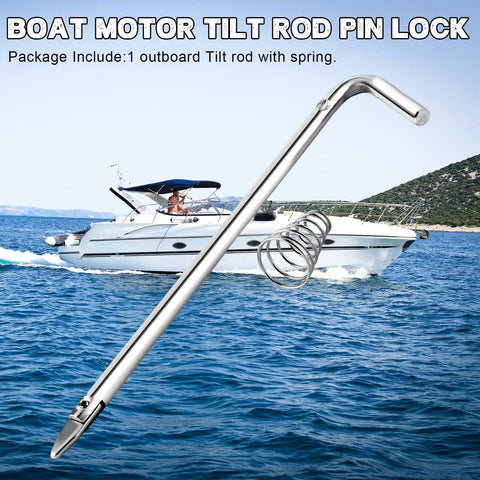 Beefy Boat Tilt Thrust Rod And Spring For Outboard Motor 9.8 To 18HP Tohatsu And Chinese Engines Next to a Yacht