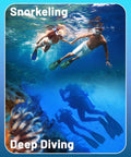 Snorkeling and deep diving with Pro-Grade Full-Foot Snorkel Fins With Soft Flexible Foot Pocket For All Day Comfort, ocean adventure gear
