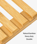 Close-up of Three Pack Bamboo Plant Caddies With Rolling Wheels, showcasing the natural bamboo material and sturdy build.