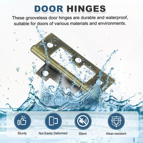 Six Piece Surface Mount Butterfly Hinges Hella Sturdy Solid Iron Build Killer Bronze Vibe Easy Install For Cabinet Doors And Diy Projects close-up view of waterproof door hinge in water.