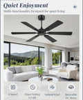 Modern living room with Beefy 52 Inch Ceiling Fan No Light With Remote over seating area, showcasing dual finish six blades.