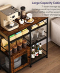 Farmhouse Style Coffee Bar Cabinet Station with doors and rustic kitchen storage for small coffee stand setup