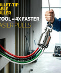 Real Deal Heavy Duty Wire Pulling Grip Four Slot Cable Puller Tool With Four Thousand Pound Capacity For Pro Electrical Conduit Runs And Underground Wiring Jobs Across The Nation with colorful wires in wall.