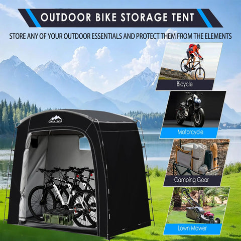 Bike Storage Tent Outdoor Portable Shed For 2 To 4 Bikes And More Large 90 By 33 By 75 Inch Space Built With 210D Oxford Cloth