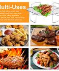 Premium Steel Air Fryer Basket Set With Nonstick Mesh for 360 Degree Heat Circulation for Roasting and Grilling, Multi-Use Display
