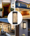 Black Wall Sconce With K9 Crystal Bubble And Dusk To Dawn Sensor Exterior LED Wall Mount Lantern in various settings