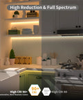 COB LED Strip Light Under Cabinet Lighting 24ft Cool White 6500K Dimmable Tape With RF Remote installed in kitchen cabinets