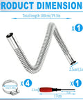 39.3 Inch Stainless Steel Exhaust Hose 1 Inch Flexible Pipe Kit with 4 Hose Clamps and Screwdriver displayed