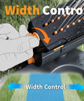 Mini Turbo Oscillating Garden Sprinkler With Large Base 16 Nozzles Adjustable Width And Range Three Watering Modes Gray No Fuss Setup For Thorough Yard Coverage And Lawn Hydration width control adjustment demonstration