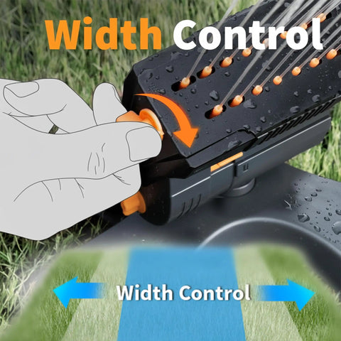 Mini Turbo Oscillating Garden Sprinkler With Large Base 16 Nozzles Adjustable Width And Range Three Watering Modes Gray No Fuss Setup For Thorough Yard Coverage And Lawn Hydration width control adjustment demonstration