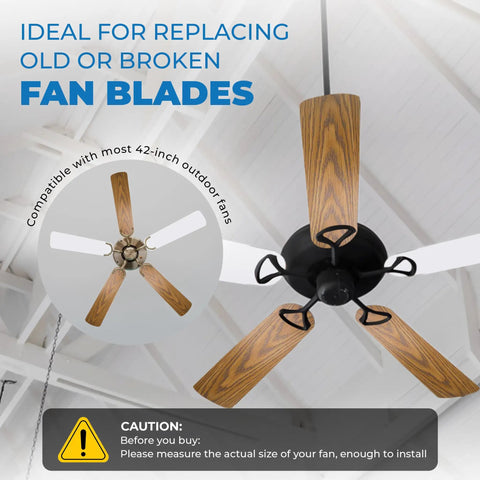 Five Pack Sixteen And One Half Inch Ceiling Fan Blades Replacement For Forty Two Inch Fans White Bleached Oak Indoor Outdoor