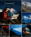 Duo Pack Rechargeable LED Headlamps With 230 Degree Wide Beam used for camping, biking, running, hunting, fishing, and working at night