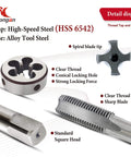 Image of M14x1.5 Tap and Die Set for Metalworking, Right Hand Metric Thread Kit in High Speed Steel showing tap and die close-up