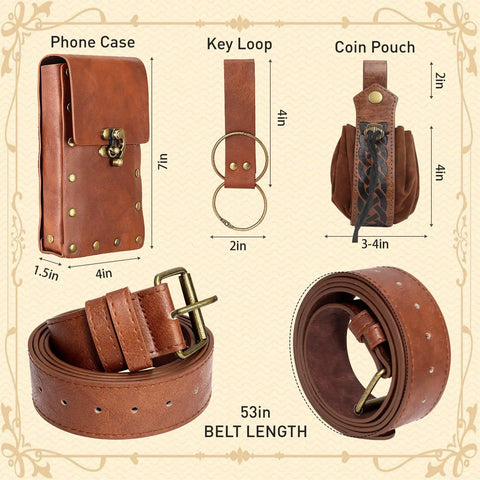 Totally Dope Medieval Belt Pouch Kit With A Versatile Renaissance Hip Bag And Handy Utility Loop includes pouch, loop, and 53in belt.