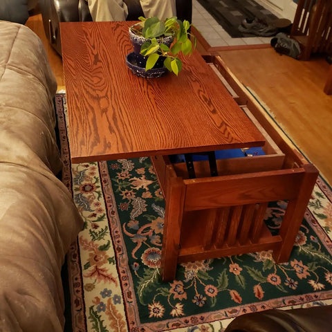 Heavy Duty Two Piece Lift Up Coffee Table Mechanism With Smooth Gas Spring Hinge Support Bracket Hydraulic Floating Desktop Riser Kit on wooden table.