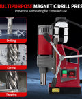 Heavy Duty 1.57 Inch Magnetic Drill Press Featuring Kickin 13000N Hold And Variable Speed Control Portable Electric Mag Drill for drilling, coring, and tapping.