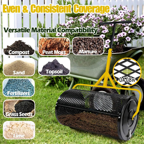 30 Inch Wide Manual Spreader With 26 Gal Capacity For Lawn Care Fertilizer Mulch Topsoil Manure And Grass Seed Pro Grade