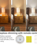 Set Of Two Cordless Wireless Wall Light With Remote Battery Operated Sconce RGB Vibe Lamps with fabric shade on nightstand