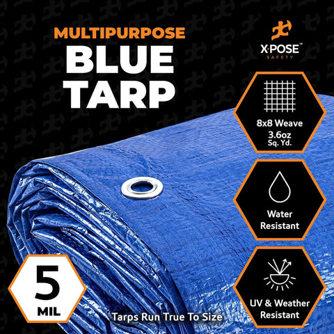 Heavy Duty 30 By 50 Ft Tarp Multipurpose Protective Cover Made From Lightweight 5 Mil Polyethylene Waterproof Weatherproof