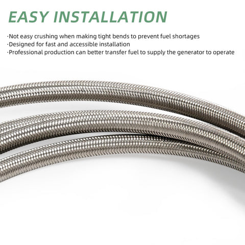 Fuel Line Kit for Chevy Cobalt HHR Pontiac G5 and Saturn Ion 2.2L and 2.4L, Upgraded Stainless Steel Braided Fuel Line Replacement, Quick Fix showing durable braided design