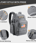 Dad Gear Tactical Diaper Bag Backpack With Changing Pad, Military MOLLE System, Water Resistant 900D Fabric in grey color