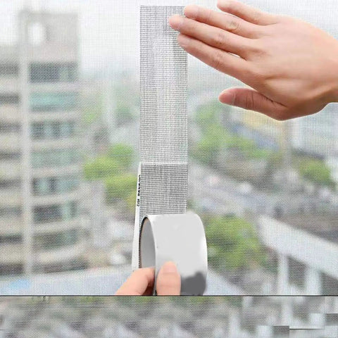 Applying Polyurethane Screen Repair Tape With Fine Mesh Patch For Window And Door Screens Easy Cut Durable Black Adhesive Patch