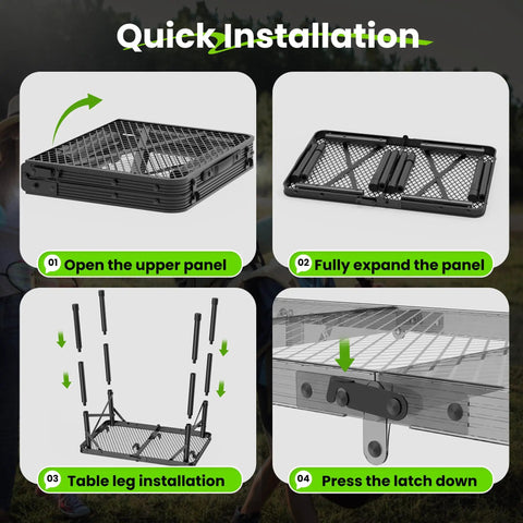 Adjustable Folding Camping Table With Three Height Levels Up To 27 Inches Perfect Grill Prep Table With Mesh Bag assembly guide