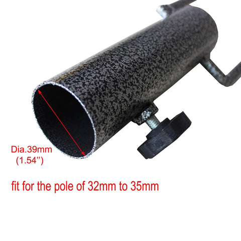 Close-up of Adjustable Portable Umbrella Base with Heavy Duty Metal Holder Stand Auger, showing 39mm diameter and screw knob.